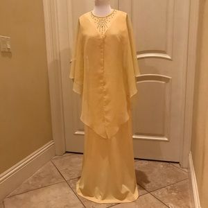 Vintage Miss Rubette Butter yellow caped gown